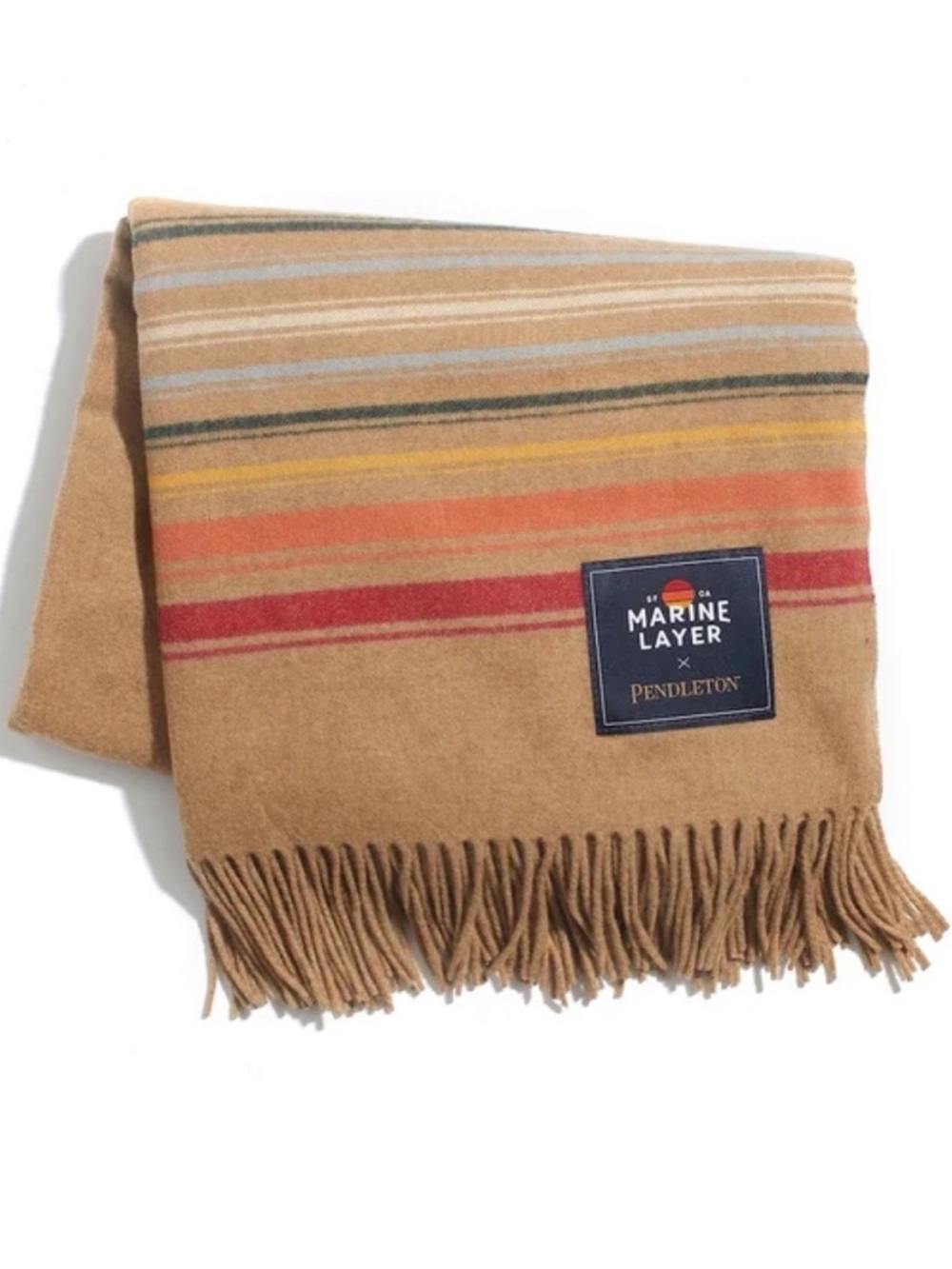 Marine Layer x Pendleton 5th Avenue Wool Fringe Throw Blanket, NWT